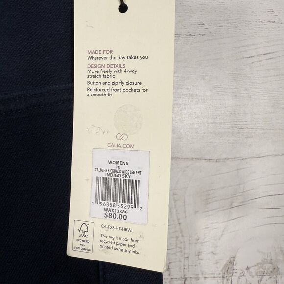 Calia kickback wide leg pant relaxed fit womens 16 navy blue high rise NEW - Picture 4 of 7